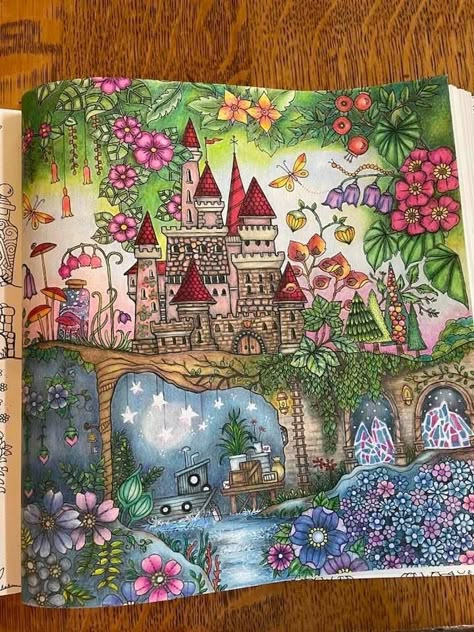 World Of Flowers Coloring Book Ideas, Worlds Of Wonder Coloring Book, Drawing Castle, Joanna Basford Coloring, Secret Garden Colouring, Gardens Coloring Book, Rita Berman, Boho Art Drawings, Coloring Calendar