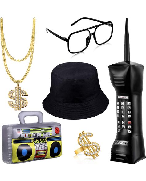 90s Hip Hop Costume, 90s Dress Up, Hip Hop Accessories, Hip Hop Costumes, Rapper Outfits, Boom Box, Retro Glasses, 90s Hip Hop, Necklace Ring