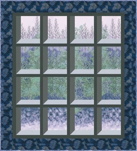 Attic Window Quilts, Attic Windows, Unique Quilt Pattern, Window Quilt, Pine Boughs, Panel Ideas, Panel Quilt Patterns, Attic Window, Garden Quilt