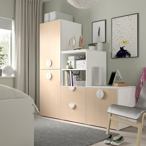 Ikea Kids Wardrobe, Ikea Toddler Room, Behind Door Storage, Dressing Ikea, Kids Desk Storage, Drawers On Wheels, Kids Rooms Inspo, Shared Kids Room, Ikea Closet