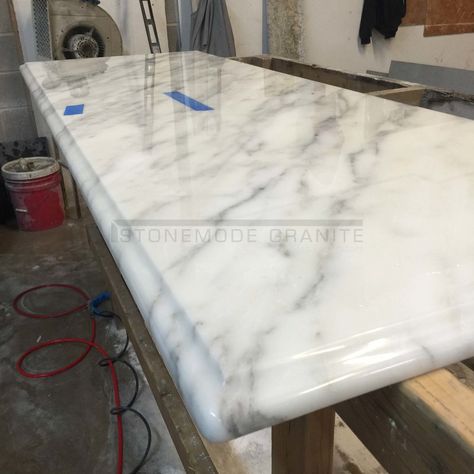 Ogee Edge on Marble Marble Ogee Edge, Ogee Countertop Edge, Kitchen Counter Edges, Ogee Edge Countertop, Worktop Ideas, Counter Top Edges, Granite Edges, Counter Edges, Marble Kitchen Counters