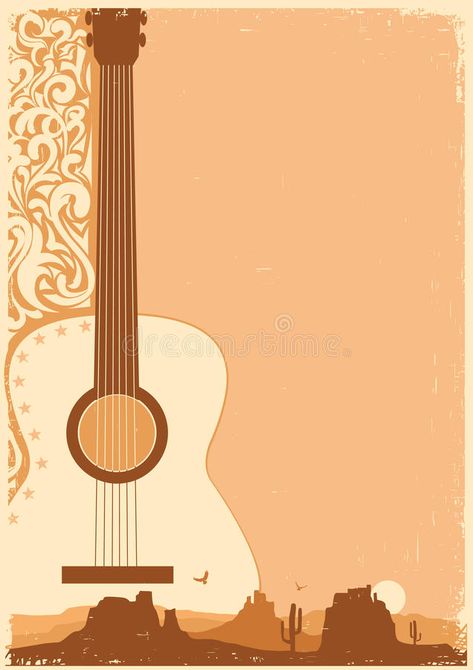 Country Music Poster, Old Paper Texture, Country Fest, Old Country Music, Text Illustration, Guitar Posters, Country Music Festival, Music Festival Poster, Music Poster Design