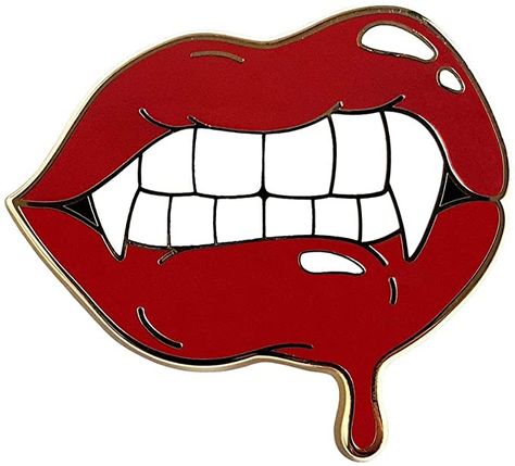 Amazon.com: Pinsanity Red Vampire Lips and Fangs Enamel Lapel Pin: Clothing Draw Vampire, Red Vampire, Vampire Drawings, Tattoo Graffiti, Vampire Lips, Vampire Fangs, Vampire Teeth, Novelty Buttons, Lips Drawing