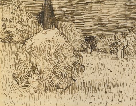 Vincent van Gogh 1853 - 1890 JARDIN PUBLIC À ARLES Pen and ink on paper 5 1/4 by 6 1/2 in. Drawn in September 1888. Van Gogh Drawings, Theo Van Gogh, Artist Van Gogh, Sothebys Art, Master Drawing, Arte Van Gogh, Contour Drawing, Tinta China, Post Impressionism