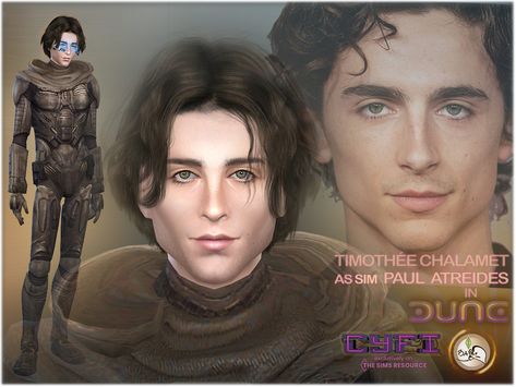 The Sims Resource - CyFi - SIM Timothee Chalamet as Paul Atreides [Dune] Sims 4 Cc Timothee Chalamet, Sims 4 Timothee Chalamet, Timothee Chalamet Sims 4, T Chalamet, Chani Dune, Ts4 Skin, Rachel Green Friends, Sims 4 Hair Male, The Sims 4 Skin