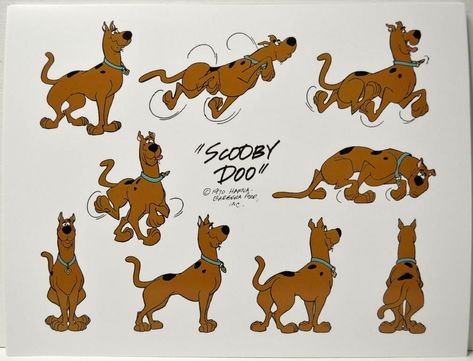 SCOOBY DOO MODEL SHEET PRINT - SCOOBY DOO Hanna Barbera Scooby Doo Pose Reference, Scooby Doo References, Scooby Doo Character Design, Scooby Doo Art Style, Scooby Drawing, Animation Development, Scooby Doo Tattoo, Disney Coloring Pages Printables, Scooby Doo Cartoon