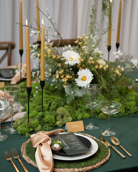 🌿 Bringing the enchanting forest vibes to our showcase table at A Classic showroom, where Alice in Wonderland meets the mystical depths of the forest. 🌳 Special thanks to my creative partner Annaleis from @custombloomsindy for her flower and greenery magic ✨ A Classic Party Rentals @aclassicpartyrental Woodland Wedding Tablescape: Hunter Velvet Linen | Camel Satin Napkin | Vineyard Crossback Chair | Amelia Seagrass Placemat | Avorio China | Matte Black Stoneware | Crown Gold Flatware | ... Forest Vibes, Black Tablecloth, Enchanting Forest, Womens Tea, Wedding Tablescape, Crown Gold, Crossback Chairs, Gold Flatware, Classic Party