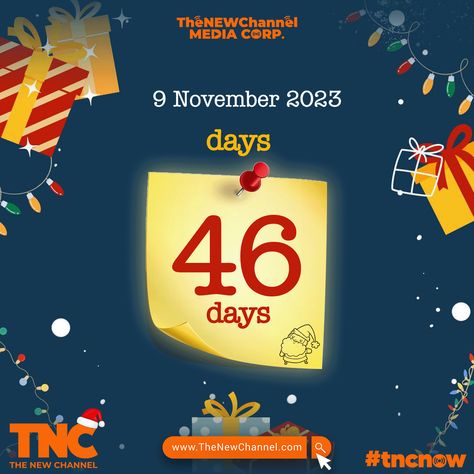 46 days left on the Christmas countdown, and the excitement is building with every tick of the clock. Get ready to make memories and share the holiday spirit. 🎅🎄✨ #OnTNC #TNCChristmas2023 #ChristmasIsComing #ChristmasCountdown #ChristmasMood #ChristmasSpirit #ChristmasVibes #Love #Xmas #ChristmasMagic #SantaClaus #HolidaysAreHere #Holiday #FYP #ForYouPage #WatchTNCNow #TNCNow #TheNEWChannel #AllThingsNew Graphic Shapes Design, Days To Christmas, 17 December, Days Till Christmas, Days Before Christmas, Joyous Celebration, 26 November, 22 November, 12 November