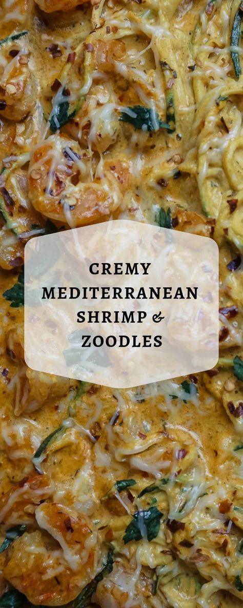 A creamy mediterranean shrimp and zoodle recipe in less than 30 minutes. Keto and low carb-friendly, easy, one pan meal with a kick. #keto #zoodles #shrimp #spicy #lowcarbquick Keto Zoodles, Zoodle Recipe, Mediterranean Shrimp, Cena Keto, Mediterranean Diet Recipes Dinners, One Pan Meal, Zoodle Recipes, Easy Mediterranean Diet Recipes, Diner Recept