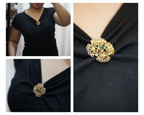 I came up with a post on 8 different ways to style or wear brooches! Check out the rest of the 8 ways in the link! How To Wear A Broach Ideas, Brooch On Tshirt, Brooch Wearing Ideas, How To Wear Brooches Ideas, Brooch Dress Outfit, Wearing Brooches Ideas, Ways To Wear A Brooch, Broach How To Wear A, How To Wear A Brooch Ideas