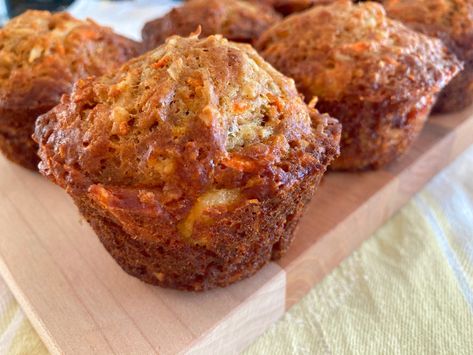 Carrot Cake Sourdough Muffins - Old-Fashioned Inspiration Sourdough Carrot Cake, The Clever Carrot, Clever Carrot, Cake With Pineapple, Sourdough Muffins, Easy Sourdough Bread Recipe, Carrot Cake With Pineapple, Pineapple Syrup, Easy Sourdough