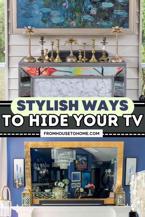 How To Hide The TV With Style | Living Room Ideas Diy Tv Cover Hide Tv, Tv Cover Up, Tv Solutions, Diy Glam Decor, House To Home, Sewing Room Storage, Build A Frame, Interior Decorating Tips, Diy Ceiling