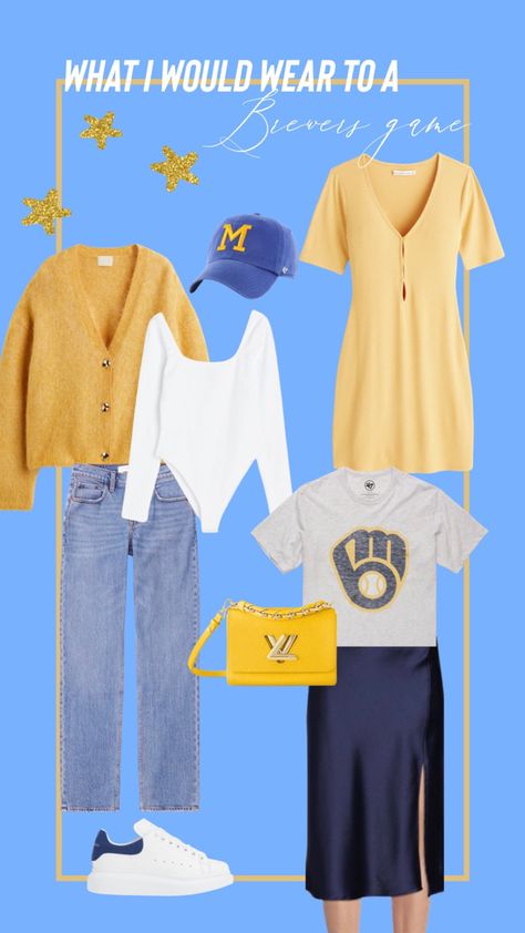 Summerfest Milwaukee Outfit, Baseball Game Outfit Ideas, Summerfest Milwaukee, Game Outfit Ideas, Baseball Game Outfit, Milwaukee Brewers Baseball, Game Outfit, T Dress, Baseball Game