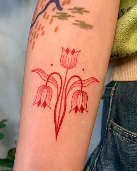 For Jennifer 🌷 〰️ Done at @yarrow.studio 〰️ | Instagram Horizontal Tattoos For Women, Ornamental Arm Tattoo, Ornamental Flower Tattoo, Antique Tattoo Ideas, Purple Flower Tattoo, Ornament Tattoo, Ornamental Tattoos, Embroidery Tattoo, Red Tattoo