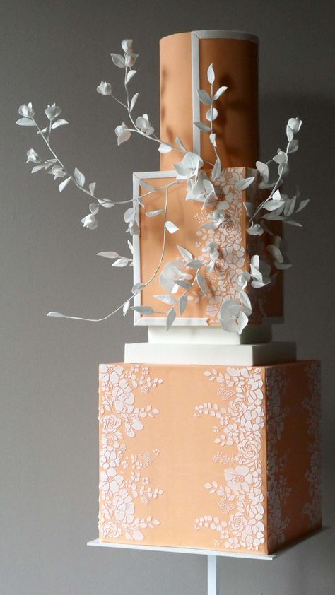 Enrique Rojas - Contemporary Wedding Cake Design (@havesomecakeuk) • Instagram photos and videos Contemporary Wedding Cake, Glamorous Wedding Cakes, Wedding Cake Peach, Contemporary Wedding Cakes, Wedding Cake Options, Pantone Colour Of The Year, Wedding Cake Design, Beautiful Cake Designs, Luxury Cake