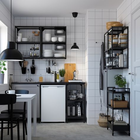 Recycled Door, Laundry Solutions, Mini Kitchen, Hus Inspiration, Ikea Kitchen, Tiny Kitchen, Wall Storage, Base Cabinets, Wall Cabinet