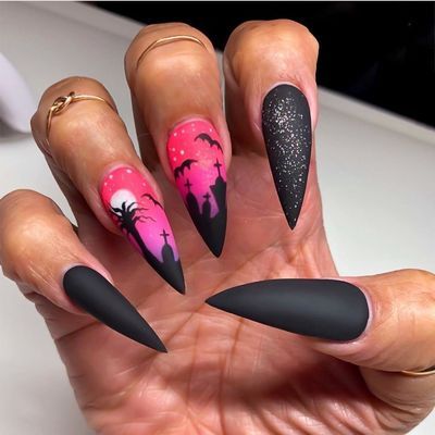 Nail Art Halloween, Dark Punk, Nagel Tips, Nail Art Set, Nail Tip, Fake Nails With Glue, Nails Halloween, Ballerina Nails, Nail Art Supplies