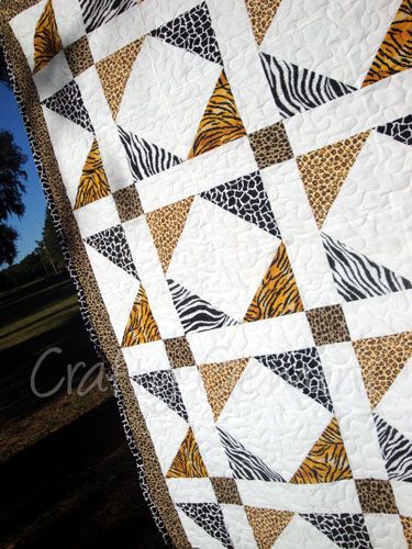 Shoofly Safari - Crafty Gemini Safari Baby Quilt, Animal Print Quilt, Unique Quilt Pattern, Crafty Gemini, Big Block Quilts, African Quilts, Nursery Quilt, Quilt Pattern Download, Quilt Square Patterns