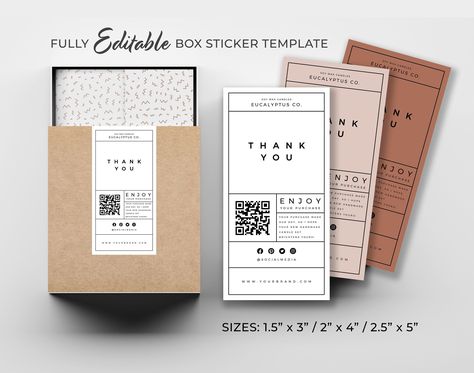 Editable Box Seal Label, Box Sticker Template, Box Packaging Sticker, Box Label Template, Printable Packaging Sticker, Shipping Label Packing Label Design, Sticker Branding Packaging Ideas, Shipping Sticker Design, Diy Kit Packaging, Box Sticker Packaging, Small Label Design, Box Seal Sticker Design, Packaging Label Design Stickers, Sticker Box Package Design