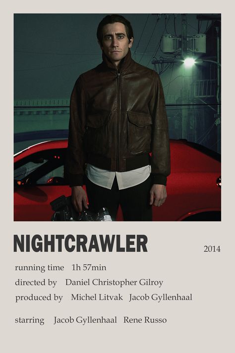 "Nightcrawler" minimalistic polaroid movie poster Night Crawler Poster, Night Crawler Movie, Nightcrawler Poster, Nightcrawler Movie, The Nightcrawler, Polaroid Movie Poster, Night Crawler, Classic Films Posters, Netflix Movies To Watch