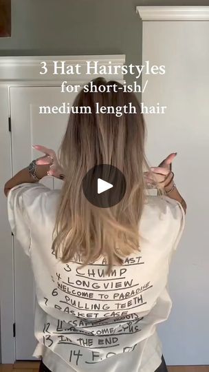 Hat hairstyles for short-ish/medium length hair 💛 which one are you going try first?#messybun #messybuntutorial #hairtok #hairhack #hairhacks #hairstyle #hair #springhair #cutehairstyles #easyhairstyles #clawclip #clawcliphairstyles | torielynnbliss | torielynnbliss · Original audio Beanie With Medium Length Hair, Baseball Hat Hairstyles Medium, Hat Hairstyles Medium Length, Short Hair Hat Hairstyles, Hat Hairstyles Short Hair, How To Wear A Baseball Hat, Baseball Hat Hairstyles, Hairstyles Medium Length, Messy Bun Tutorial