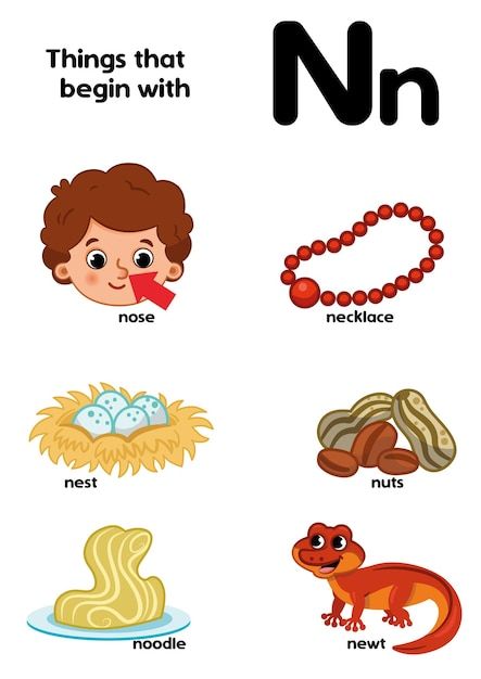 Things that start with the letter n educ... | Premium Vector #Freepik #vector #kindergarten-school #worksheet #kids-worksheet #kids-alphabet Classroom Awards Certificates, Letter W Activities, Letter N Worksheet, Word Family List, Alphabet Flash Cards Printable, Counting Worksheets For Kindergarten, Free Kindergarten Printables, Free Printable Alphabet Worksheets, Worksheets For Class 1