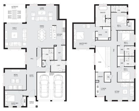 2 Story Floor Plans, House Plans 2 Storey, Double Storey House Plans, Double Storey House, Pool House Designs, Two Story House, Two Storey House, Home Design Floor Plans, House Layout Plans