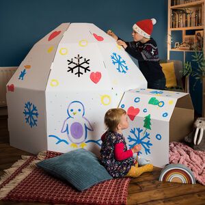 Cardboard Play Houses, Cardboard Igloo, Diy Igloo, Cardboard Box Fort, Cardboard Boxes Kids, Cardboard Houses For Kids, Igloo Craft, Cardboard Forts, Cardboard Play