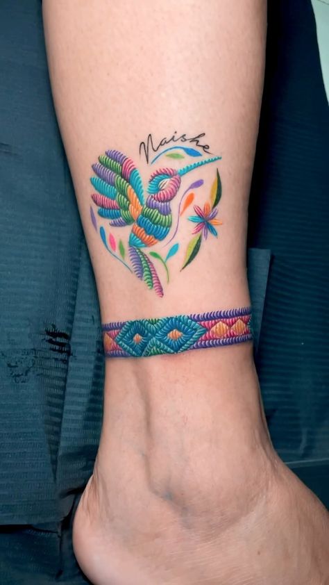 Alicia Casale | #brazalete bordado que hice en @mezquiteink el colibrí ya está sanado que por cierto sanó súper!, hacer brazaletes siempre se necesita de… | Instagram Embroidery Tattoo, Love Tattoos, Tatting, Tattoo Ideas, Tattoos, Skin, On Instagram, Color, Art