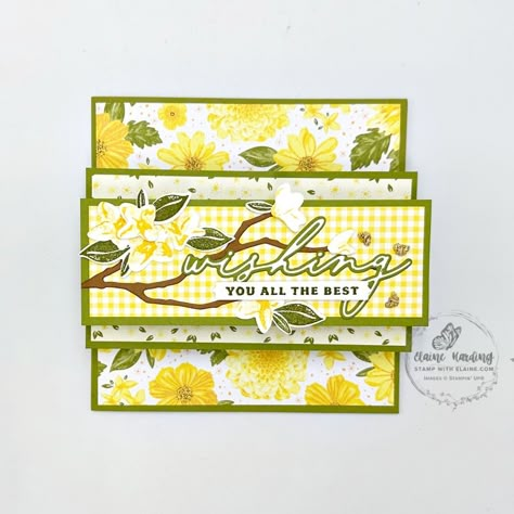 Fancy Fold - Sneak peek - Stamp with Elaine Stampin Up Collage Cards, Stampin Up Farewell Card Ideas, Stampin Up Floral Delight Cards, Fun Fold Cards Templates Free Printable, Su Delightful Wishes, Stampin Up 2025 Cards, Stampin Up Floral Delight, Linked Together Stampin Up Cards, Floral Delight Stampin Up Cards