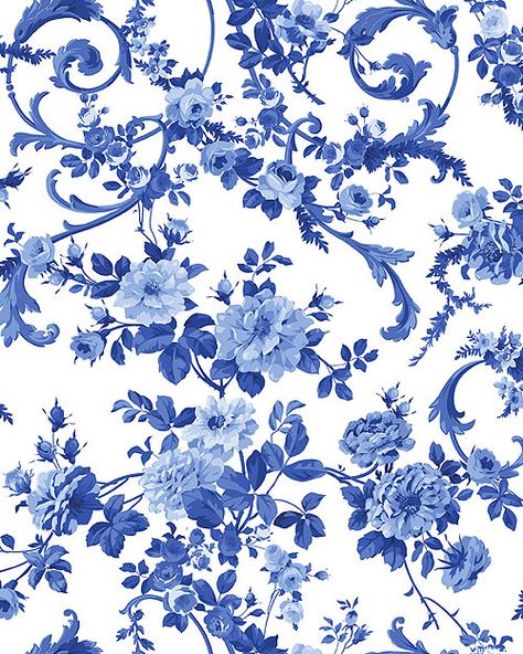 Porcelain Blue - Flourishing Roses - White 16 Tattoo, Blue Flower Wallpaper, Blue White Decor, Flowers Background, Background Blue, Free Quilt Patterns, Blue Pottery, Trendy Flowers, Porcelain Blue