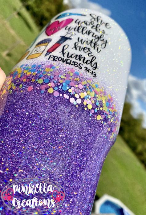 Excited to share this item from my #etsy shop: Glitter Tumbler | Nurse | Nursing | She Works Willingly With Her Hand | Proverbs 31:13 Nurse Cups, Glitter Tumbler Ideas, Diy Epoxy, Glitter Dipped, Tumbler Ideas, Loose Glitter, Proverbs 31, Sparkles Glitter, Paint Chips