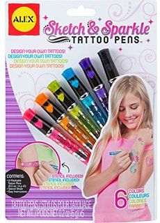 ALEX Toys Spa Sketch and Sparkle Tattoo Pens Toy Sketch, Nail Pens, Muñeca Baby Alive, Sparkle Tattoo, Design Your Own Tattoo, Alex Toys, Tattoo Pen, Pen Kits, Pen Design