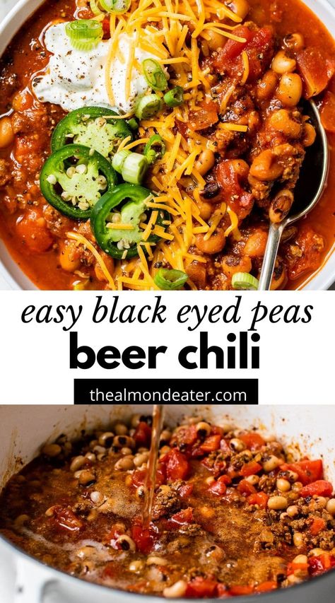 Blackeyed Pea Recipes, Beer Chili Recipe, Blackeyed Peas, Beer Chili, Black Eyed Peas Recipe, Pea Recipes, Soup And Stew, Black Eyed, Healthy Soup Recipes