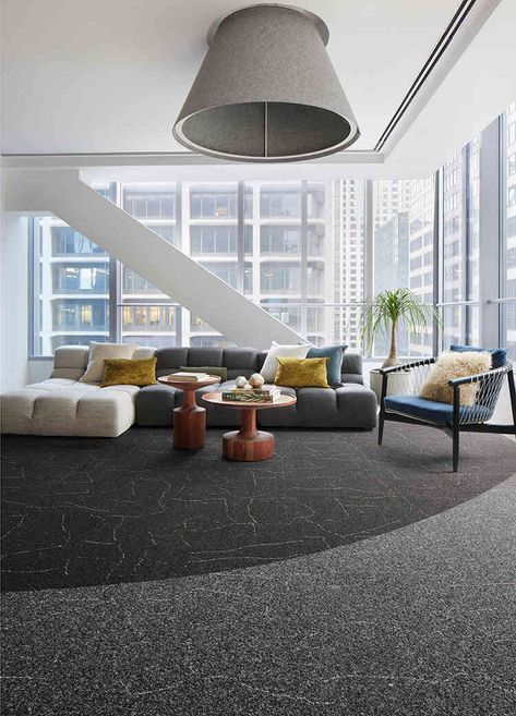 Carpet Tile Ideas, Carpet Tiles Office, Music Studios, Commercial Carpet Tiles, Modern Office Interiors, Floating Floor, Geometric Carpet, Commercial Carpet, Carpet Installation