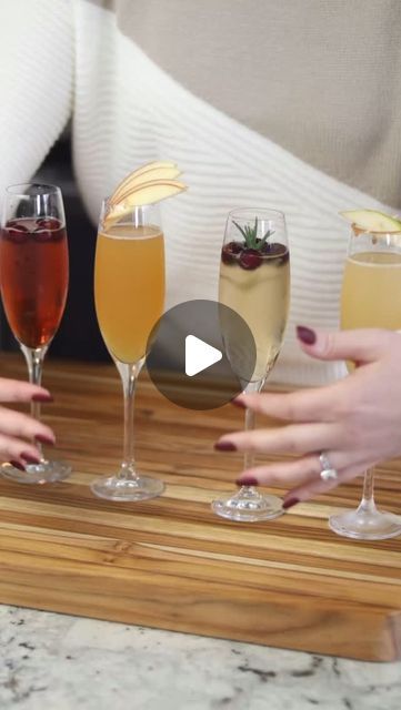 Kayti Lavergne on Instagram: "My favorite lineup of Holiday hosting Mimosas 🥂 

Comment “link” or “recipe” for full printable recipe

Facebook click here: https://www.homemadefoodjunkie.com/four-delicious-fall-mimosas-recipes/

#mimosa 
#brunchdrinks 
#thanksgivingdrinks 
#christmasdrink 
#mimosarecipe" Fall Mimosas, Fall Mimosa Recipe, Fall Mimosa, Christmas Cocktail Drinks, Cranberry Mimosa, Alcoholic Treats, Bitters Recipe, His Love Endures Forever, Mimosa Recipe