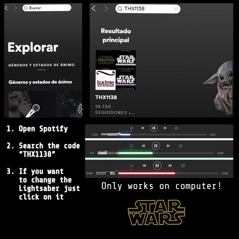 #starwars #spotify #lightsaber #music #babyyoda #skywalker #kyloren #darthvader #hacks Spotify Lightsaber, Spotify Hacks, Gamer Ideas, Diy Lightsaber, Music Websites, Remix Music, Papi Chulo, Star Wars Light Saber, Cool Science Experiments