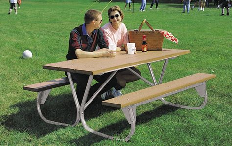 Recycled Plastic Park Ranger Outdoor Table Diy Picnic Table, Picnic Tables, Outdoor Eating, Table Frame, Garden Patio Furniture, Cabin Decor, Table Legs, Galvanized Steel, Picnic Table