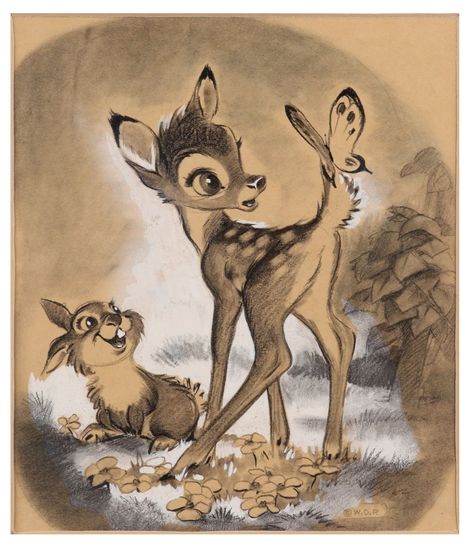 Bambi & Thumper Thumper Drawing, Bambi Drawing, Bambi Tattoo, Bambi Thumper, Bambi Art, Bambi And Thumper, Bambi Disney, Images Disney, Disney Concept Art