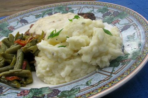 (Chive) Goat Cheese Mashed Potatoes Instant Mashed Potatoes Recipes, Goat Cheese Mashed Potatoes, Flake Recipes, Cheese Mashed Potatoes, Instant Mashed Potatoes, Instant Potatoes, Mashed Potatoes Recipe, Potato Flakes, Running Out Of Time