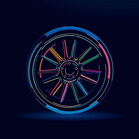 Car Logo Design, Colorful Drawing, Wheel Logo, Sky Art Painting, Corporate Office Decor, Car Wheels Rims, Car Vector, Drawing Vector, Garage Makeover