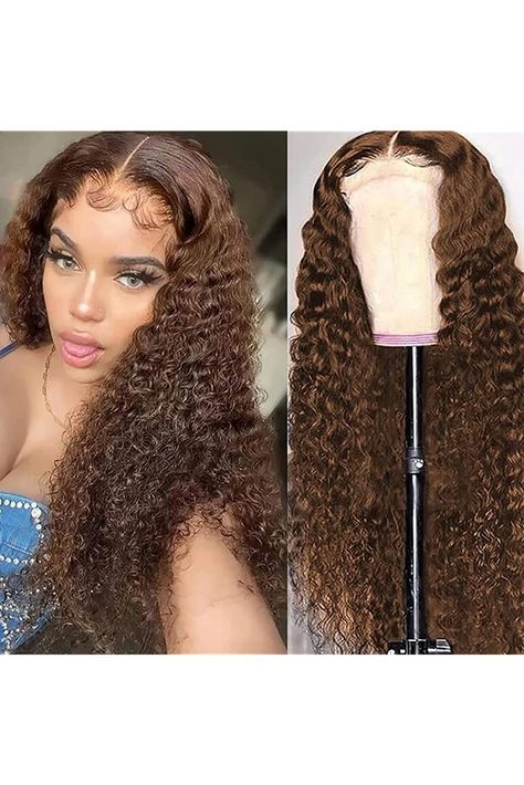 Gorgeous Chocolate Brown Hair Color Ideas Brown Water, Chocolate Brown Hair Color, Wig Colors, Colors For Dark Skin, Chocolate Brown Hair, Closure Wigs, Lace Front Wigs Human Hair, Curly Hair Wig, Wigs Human Hair