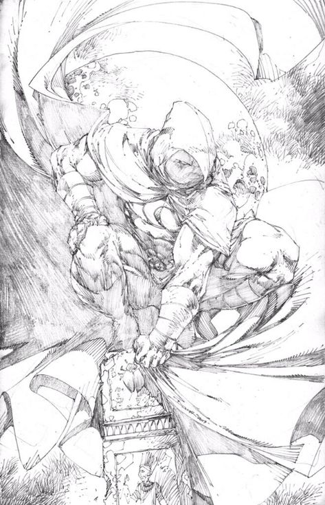 Moon Knight Comic Art Moon Knight Comics, Brett Booth, Comic Art Sketch, Marvel Character Design, Horror Book Covers, Drawing Superheroes, Comic Book Drawing, Spiderman Art Sketch, Comic Book Art Style