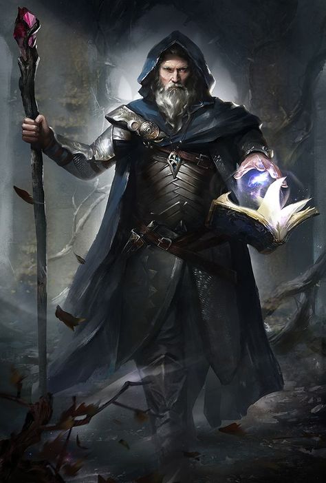 Mage Aesthetic, Fantasy Wizard, Heroic Fantasy, Dungeons And Dragons Characters, Dnd Art, Fantasy Male, Fantasy Armor, Magic Book, Arte Fantasy