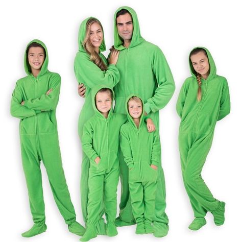 Footed Pajamas - Footed Pajamas - Family Matching Shamrock Green Hoodie Onesies for Boys, Girls, Men, Women and Pets (Adult - Small Plus/Wide (Fits 5'3 - 5'6")) - Walmart.com - Walmart.com Women Pjs, Matching Onesies, Family Matching Pjs, Hoodie Pajamas, Kids Onesies, Footed Pajamas, Onesie Pajamas, Pet Sweater, Footie Pajama