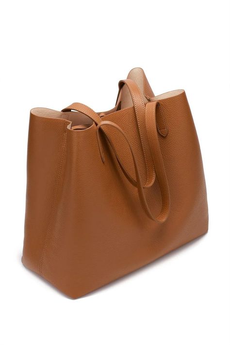 Cuyana Women's Classic Structured Leather Tote Bag In Caramel/blush Pink | Pebbled Leather By Cuyana | THE YES Tote Organizer Insert, Face Construction, Architectural Aesthetic, Classic Leather Tote, Leather Tote Bags, Tote Organization, Tassel Bag, Environmental Friendly, Women Gifts