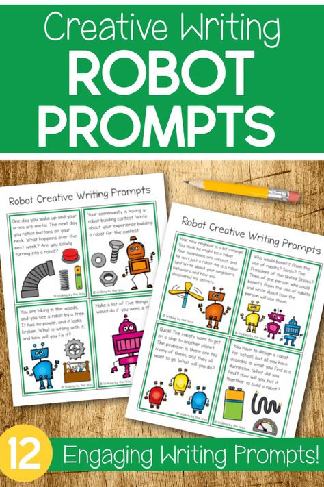 Robot Writing Activities, Robot Writing Prompts, Robot Writing, Robots Preschool, Evil Robot, Robot Drawing, Creative Writing Lesson, Writing Corner, Creative Writing Activities