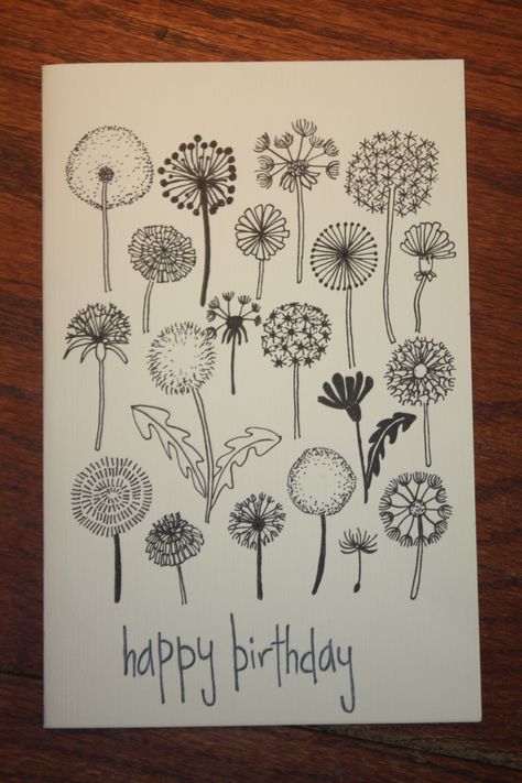 Dandelion Card, Dandelion Drawing, Leaves Doodle, Painted Cards, Dandelion Art, Drawing Examples, Drawing Journal, Dot Journals, Paint Cards