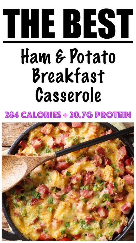 Interesting Meals, Potato Breakfast Casserole, Healthy Ham, Ham And Potato Casserole, Protein Ideas, Breakfast Potato Casserole, Ham Breakfast, Breakfast Casserole Recipe, Potato Breakfast