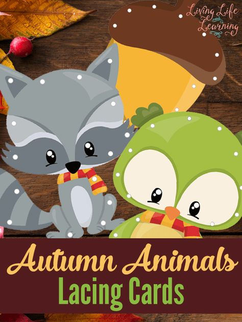 A great idea to practice your fine motor skills with these adorable autumn animals lacing cards Autumn Animal, November Ideas, Autumn Animals, Lacing Cards, Sewing Cards, Autumn Activities For Kids, Fall Preschool, Animal Activities, Printable Activities For Kids